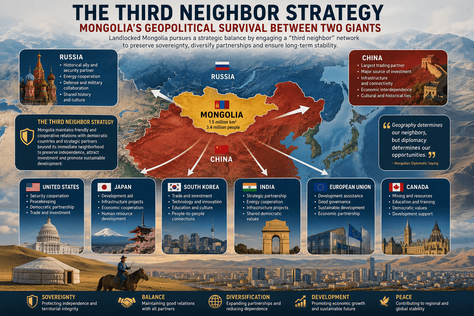 The Third Neighbor Strategy: Mongolia's Geopolitical Survival Between Two Giants
